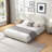Chenille Platform Bed Frame With Rounded Corners Curved Headboard & Oak Solid Wood Legs, No Box Spring Needed-498225380-503303314