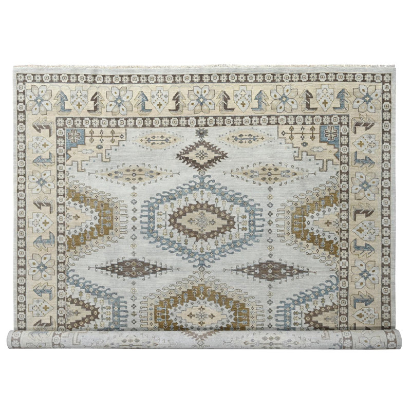 Tapis géométrique noué à la main 10 pi x 10 pi Zoroastrian Village C310413C5902439D88CF5C1AF41EC7FF