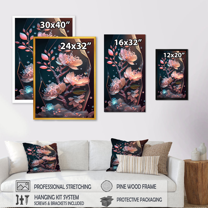 «Cherry Blossums Tree I», reproduction sur toile, Impression noire sur toile encadrée, H 20 po x l 12 po x P 1 po