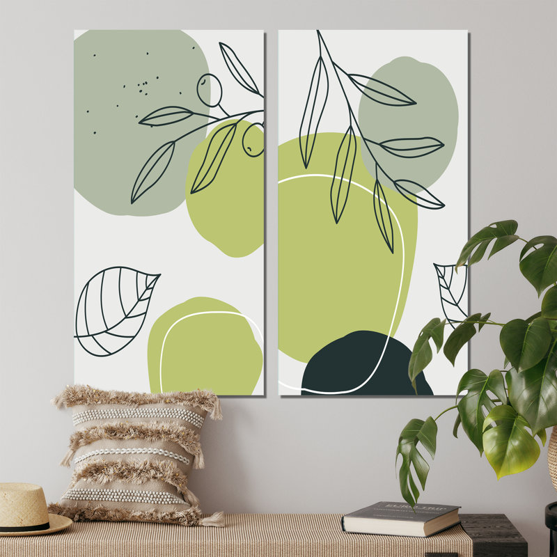 " Minimalistic Creative Designs In Retro Colours XI " 2 - Pieces, Wrapped Canvas, 20" H x 24" W x 1" D