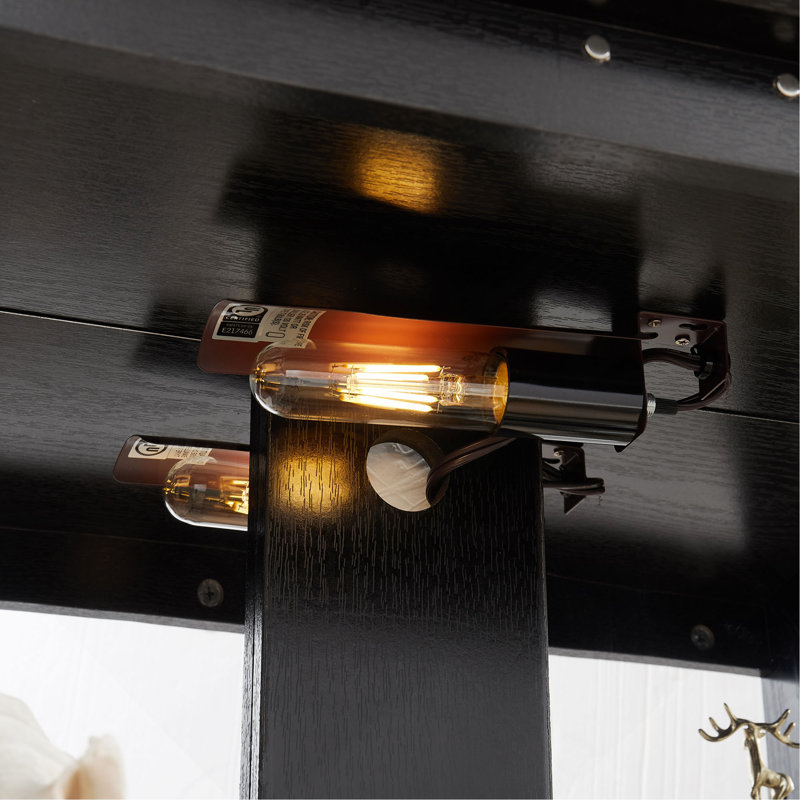 Vitrine lumineuse en verre avec tablettes réglables - Vitrine élégante à 2 portes et tiroir intégré, ampoule incluse, Noir