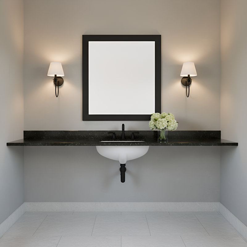 Applique murale de salle de bain 1 lumière Elsay avec abat-jour en lin blanc Elsay, Nuit noire