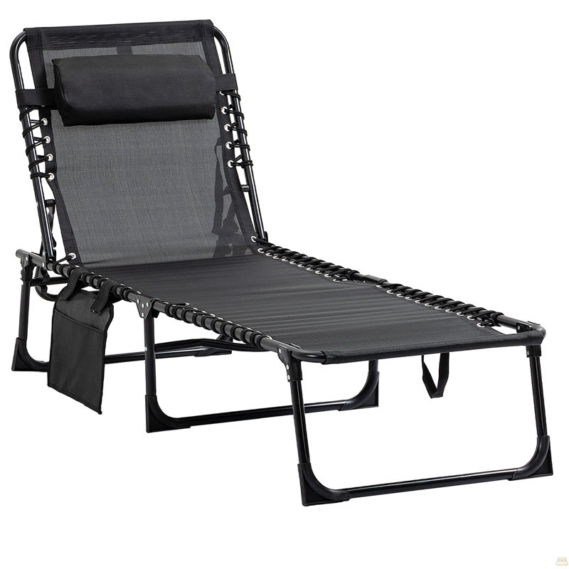 Outsunny Reclining Chaise Lounge Chair, Black