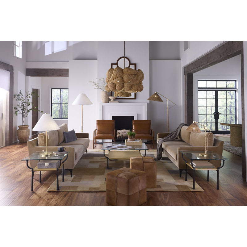 Cream Hide Ottoman, Small, Saddle