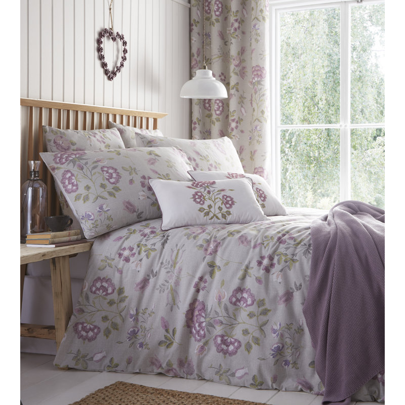 Casmalia Lavender Embroidered Reversible Duvet Cover Set, Super King Duvet Cover + 2 Standard Pillowcases