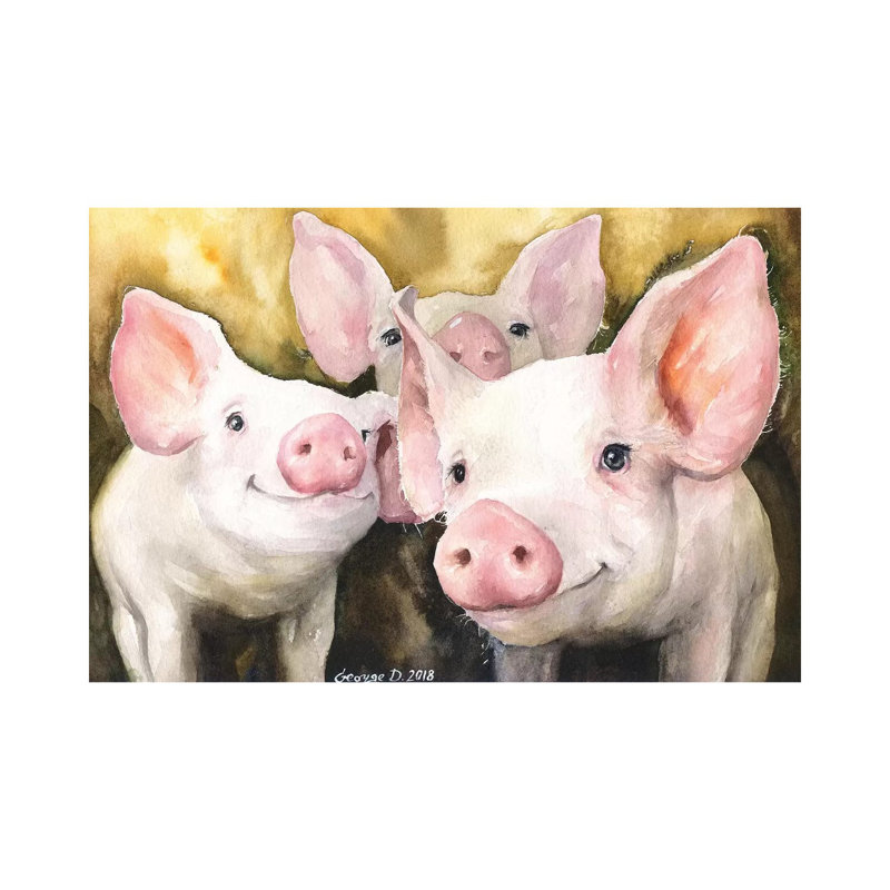 «Happy Friends» - reproduction d'art, H 18 po x l 26 po x P 1,5 po, Toile tendue
