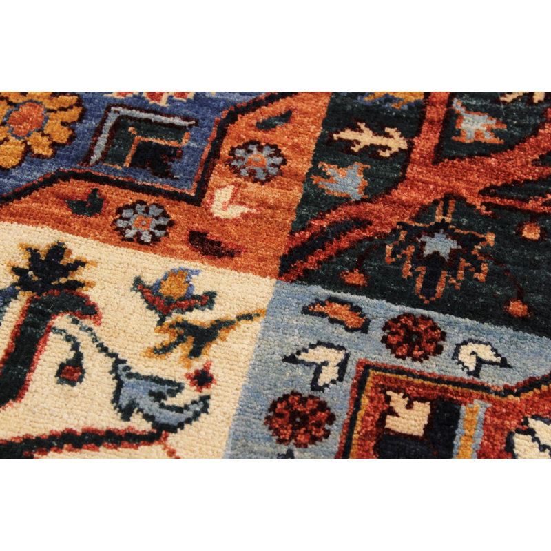 Tapis unique rouge / noir / bleu de 2 pi 8 po x 9 pi 3 po Grigori