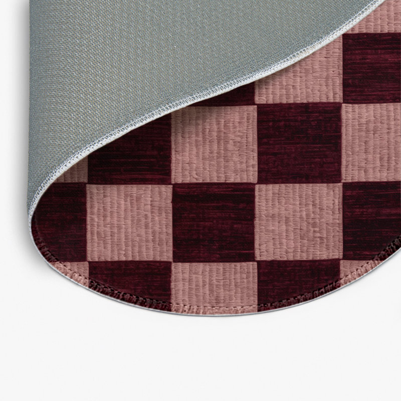 Tapis d'intérieur et d'extérieur à carreaux rouge, Rond 5 pi
