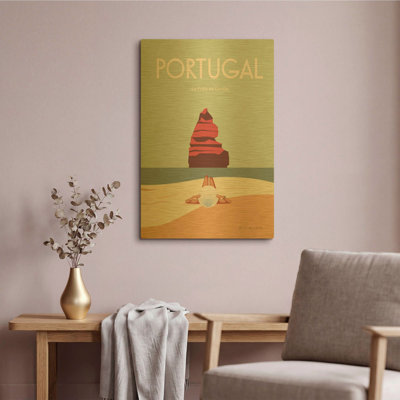 'Portugal' By Omar Escalante Gold Metal Wall Art, 16" x 24"
