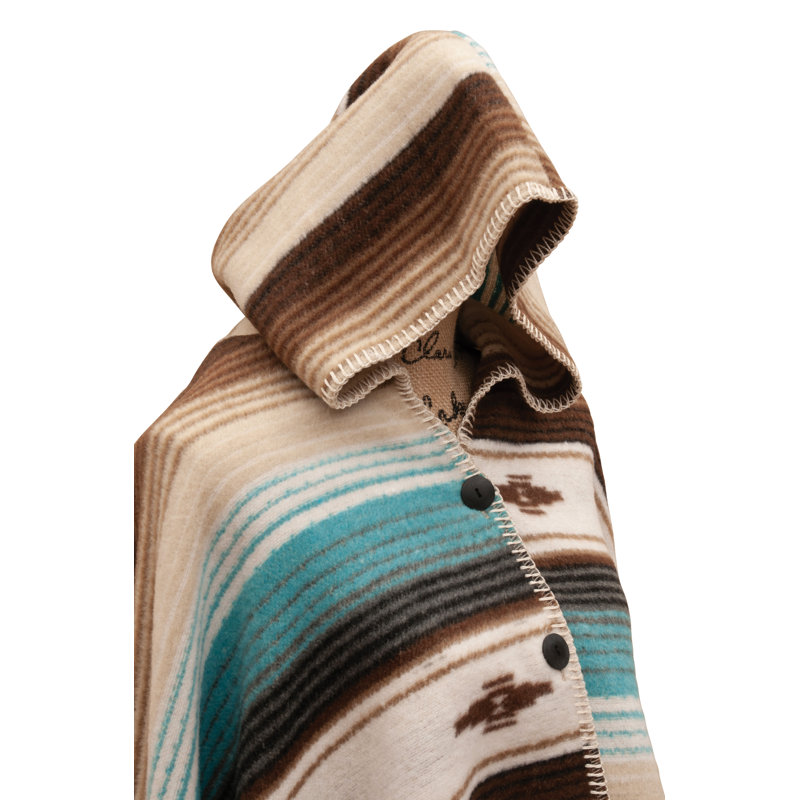 Wooded River Zarape - Hooded Throw - 72x48, Wearable Serape Wool Hooded Blanket for Cabin Comfort