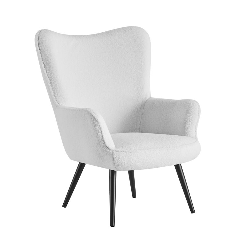 Fauteuil à oreilles Azzahra, Mélange de polyester blanc