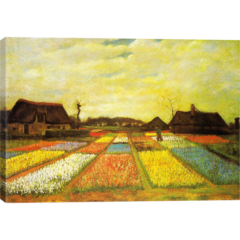 Tulpenfelder (Tulip Fields) par Vincent Van Gogh - reproduction d'art sur toile, H 26 po x l 40 po x p 1,5 po, Toile tendue