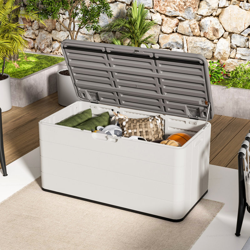 Armoire de rangement extérieure carrée 120 gallons Decksplore, Blanc