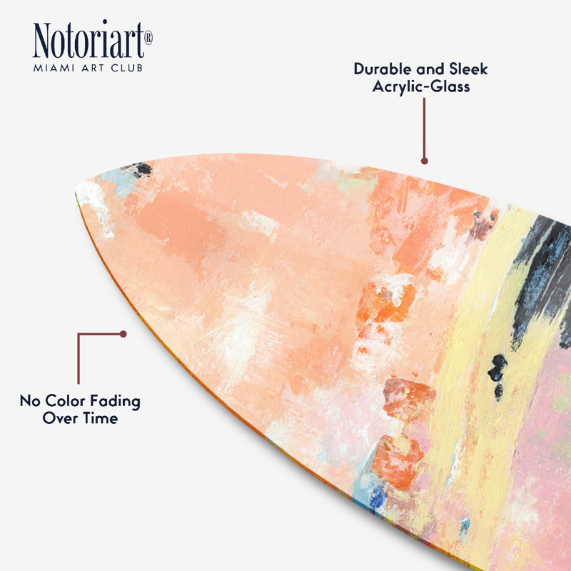 «Bright Seascape Surfboard Acrylique Coastal Wall Art» par Notoriart