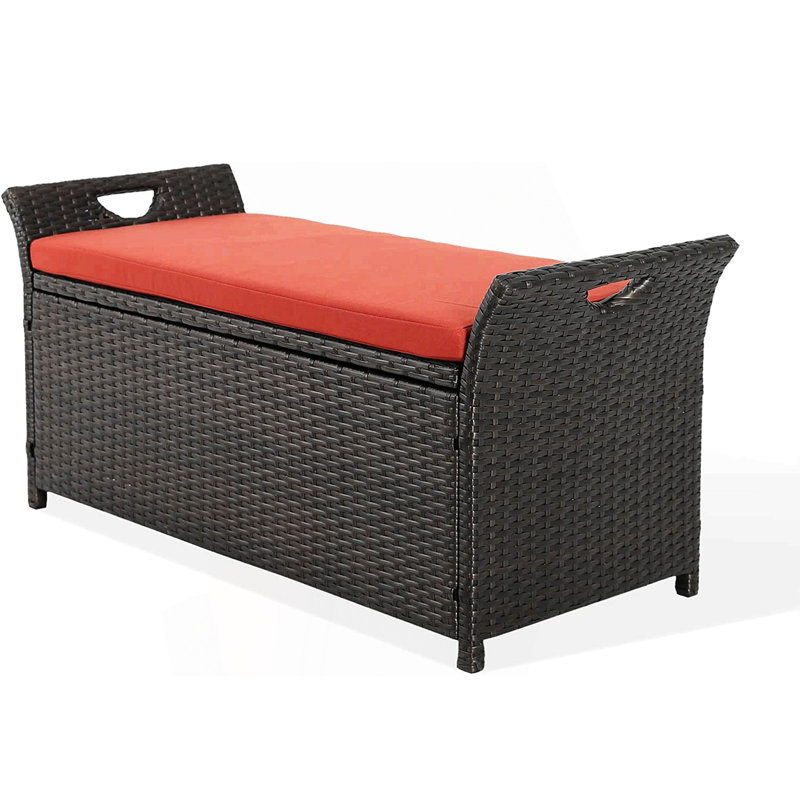 Banc de rangement en osier pour patio