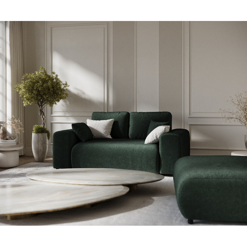 Two-seater square arms loveseat sofa, Green