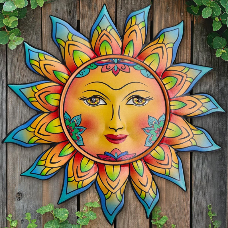 Décoration murale en métal fleur de soleil, décoration murale de 13 pouces pour intérieur et extérieur