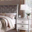 Table de chevet classique Classic Finition beige / blanc ou table de chevet 2 tiroirs argent antique