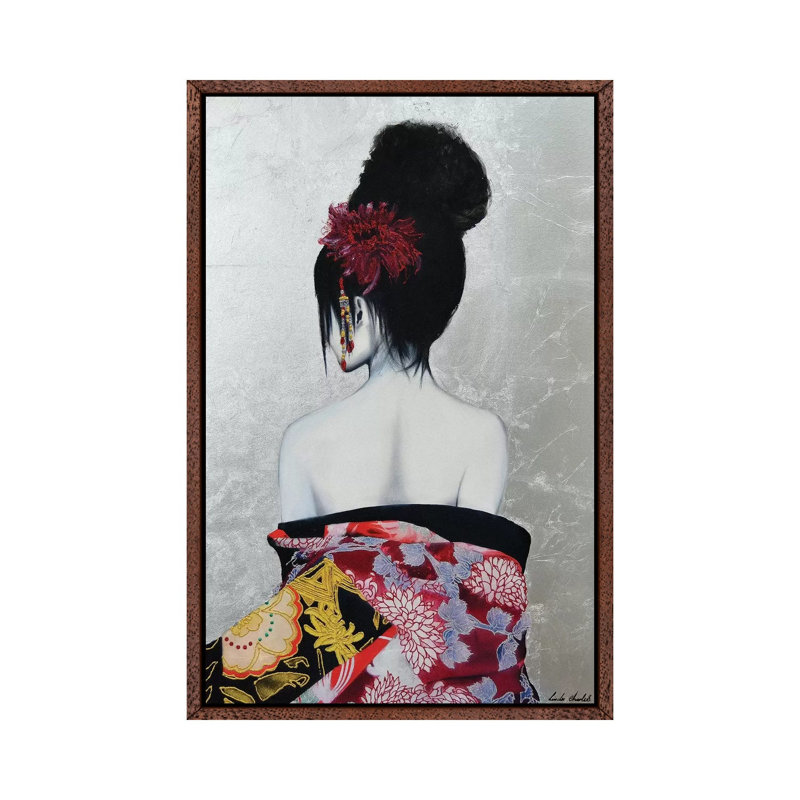 Senkai 1 Piece Painting on Canvas, 66.04cm H x 45.72cm W x 3.81cm D, Classic Brown Wood Floater Framed