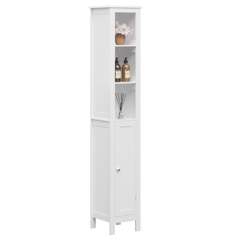 66.92" Tall Bathroom Storage Cabinet With Adjustable Shelves,Slim 1 Doors Freestanding Cabinet With Anti-Tip, Open Compartments, For Home, Small Spaces, Bathroom,Kitchen, Living Room, Bathroom Storage