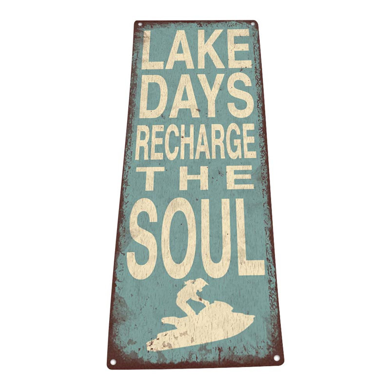 Plaque en métal «Lake Days Recharge The Soul», H 11,5 po x l 31 po