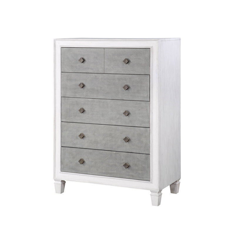 Commode Katia gris rustique et blanc vieilli