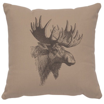 Wooded River Image Pillow - Moose Profile - Cotton Alabaster