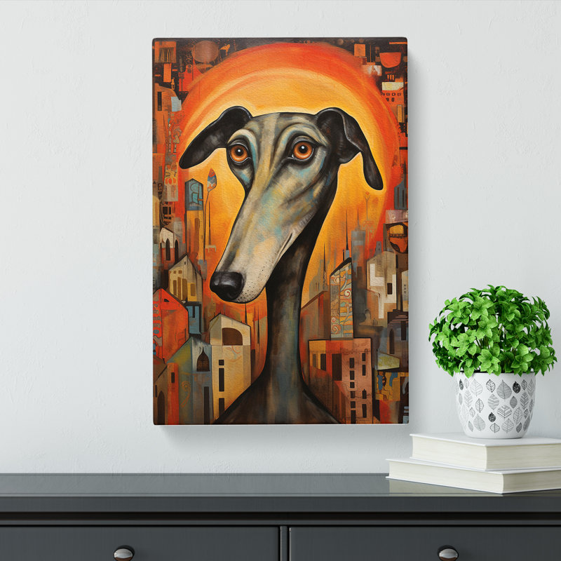 Greyhound Orphism Art No.2 - Wrapped Canvas, 50cm H x 35cm W x 3cm D
