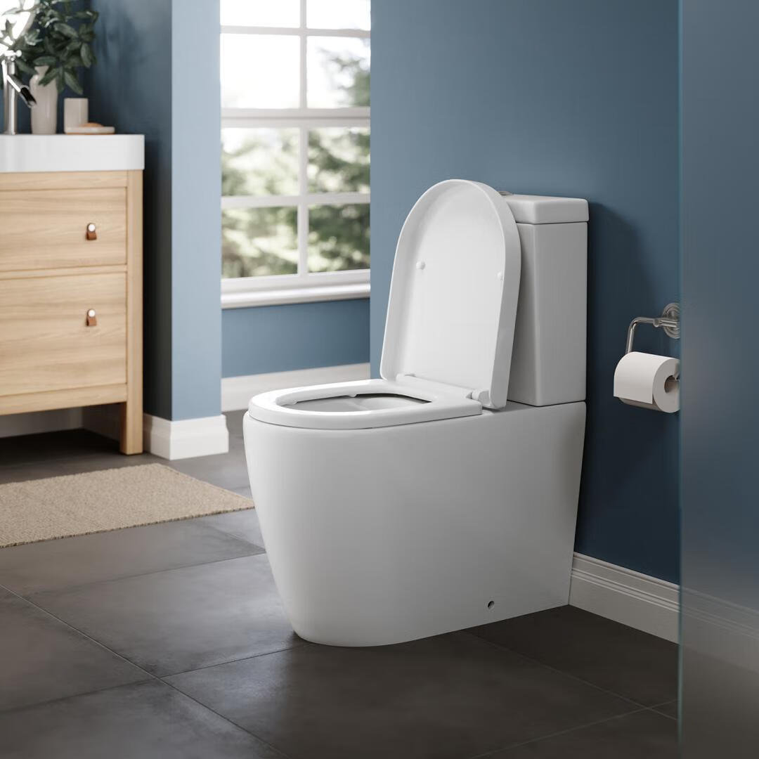 Soft Closed Coupled Toilet with a Rimless Round Shape Toilet and Feature of Water-Saving Dual Flush