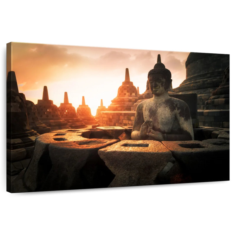 Bouddha Adella Borobudur au lever du soleil, H 26 po x l 39 po