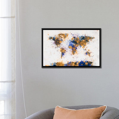 « world map paint gouttes iv » par michael tompsett, impression sur toile