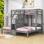 Lit superposé simple au-dessus de simple et simple en bois avec escalier intégré Wood-1876389239