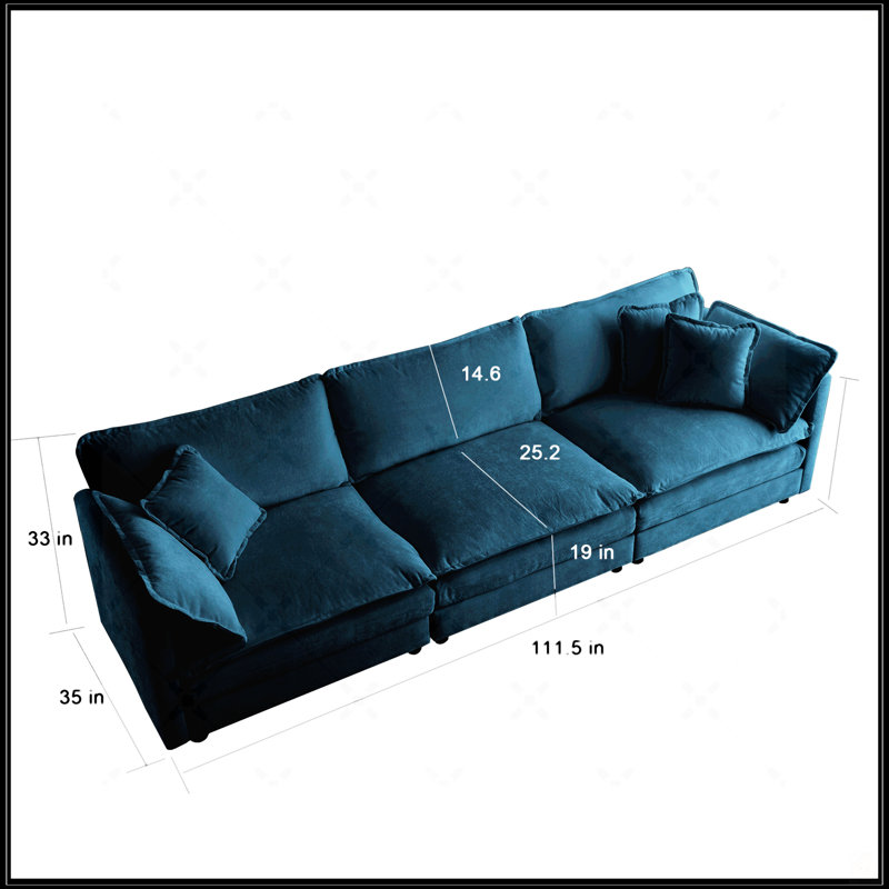 Ensemble de canapé 3 pièces, Bleu