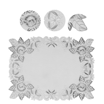 Albina Light Green Tablecloth with Lace Embroidery and Cutouts for Elegant Dining and Christmas Decor