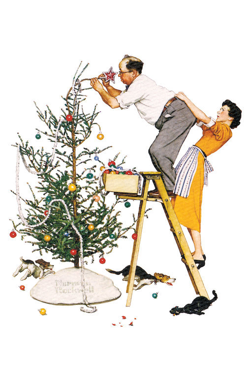 " Trimming The Tree " by Norman Rockwell Vault W Artwork