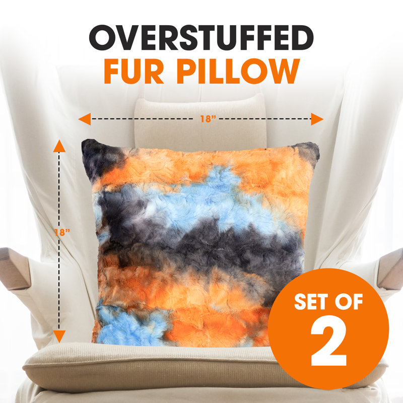 Multicolored Faux Fur 18" x 18" Throw Pillow Set