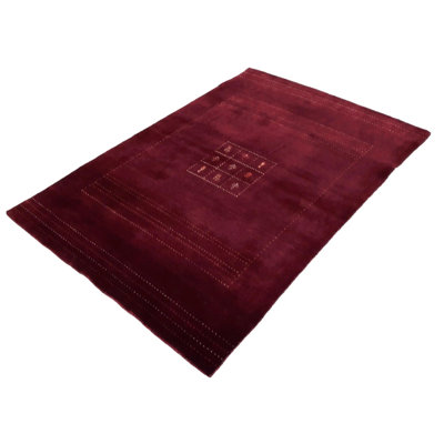 Isabelline Hand Made Red Modern All Over Indo Gabbeh Rug - 4'7'' X 6'7''