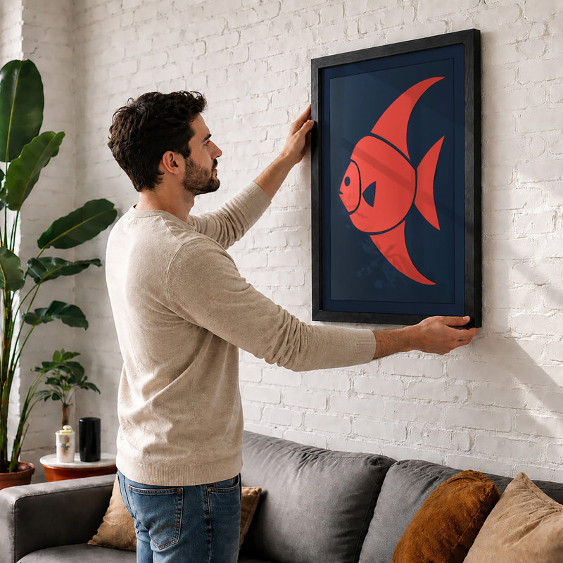 Coral Fish Modern - Framed Print, A2 - 59.4 x 42.0 cm, White