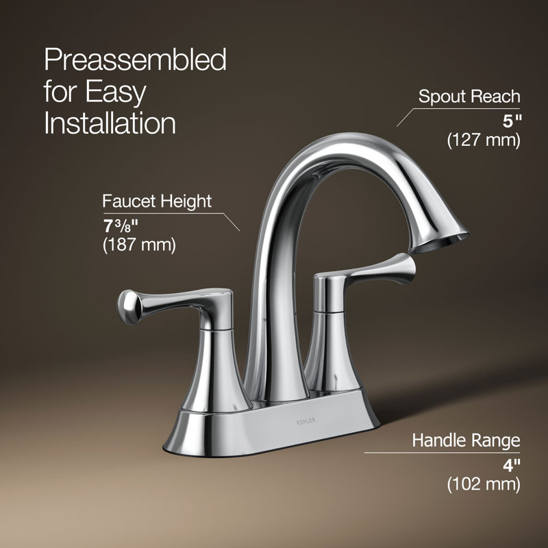 Buckley Centerset Bathroom Sink Faucet, 1.2 Gpm, Polished Chrome, 1.2 GPM