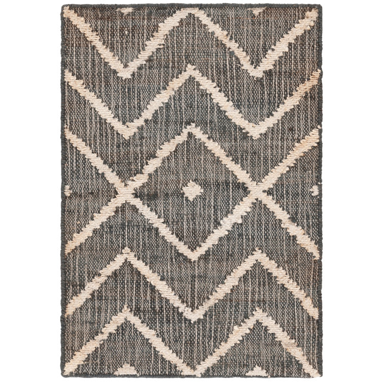 Furman Kilim Geometric Hand-Loomed Natural/Charcoal Area Rug