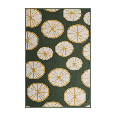 Washable Grapefruit White Fruits Area Rug