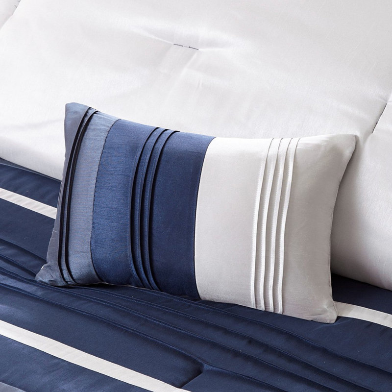7 Piece Comforter Set Navy Queen