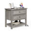 Ensemble de commode pour chambre 2 pièces - commode 8 tiroirs et table de chevet 2 tiroirs l 26,7 "avec station de charge et tablette ouverte, gris délavé