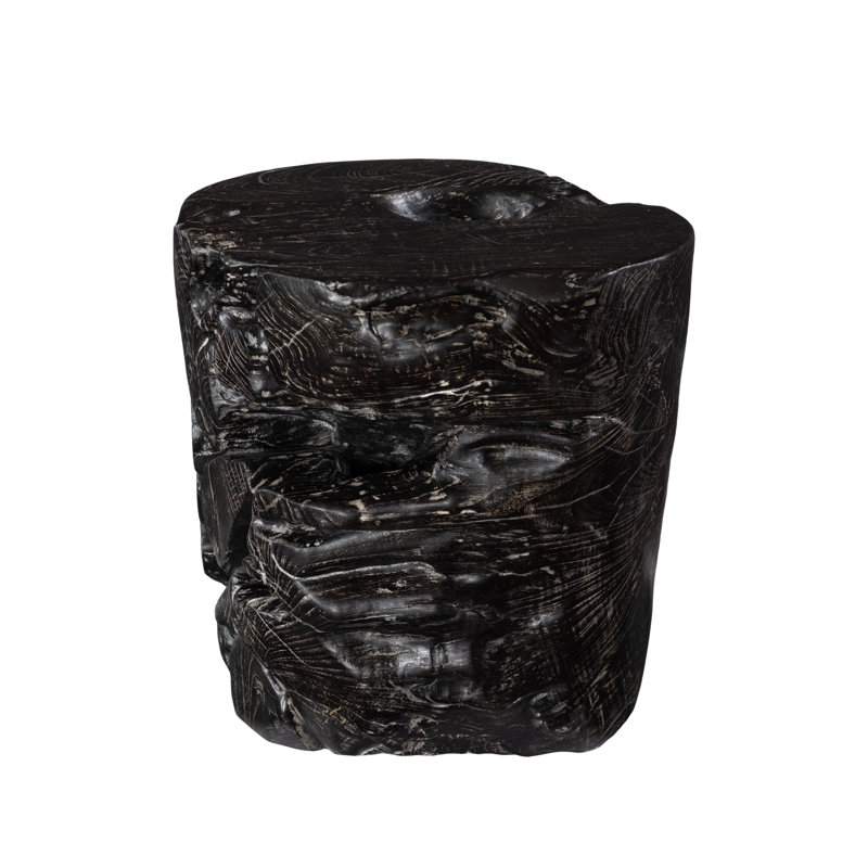 Black Wash Solid Wood Accent Stool