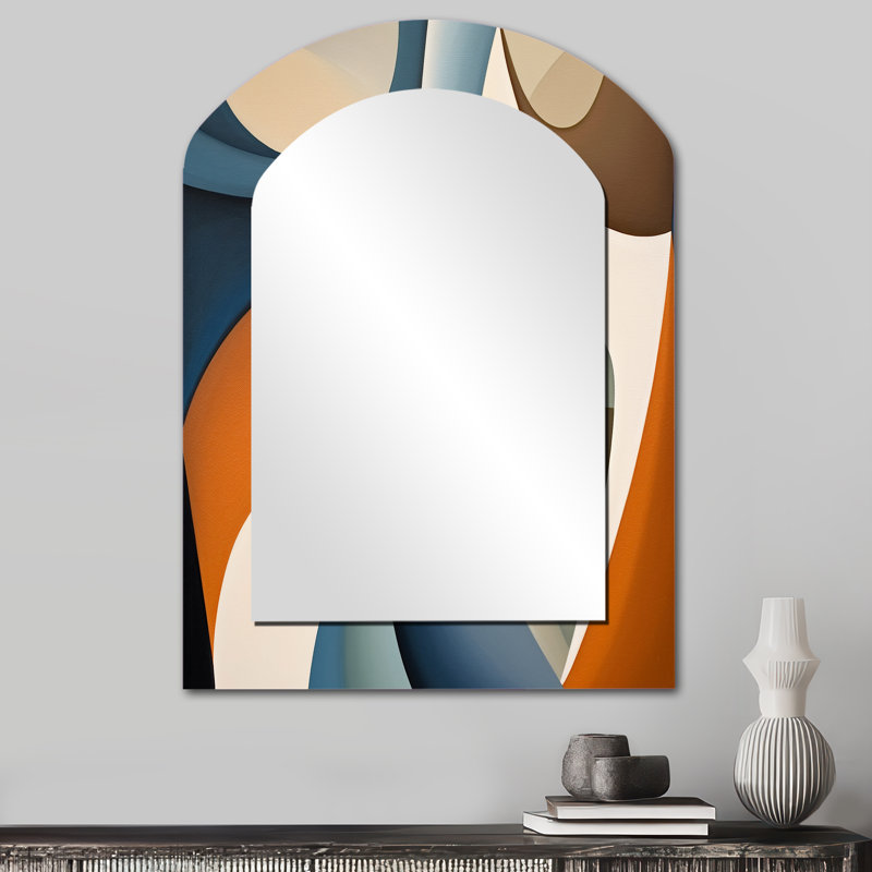 Miroir mural bleu et orange symétrique, 34 po x 25 po