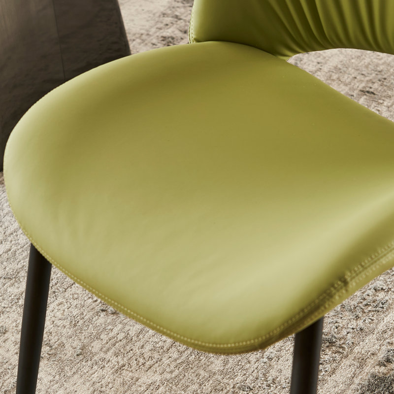 Mackensie Upholstered Dining Chairs Faux Leather Kitchen Chairs with Metal Legs, Avocado Green