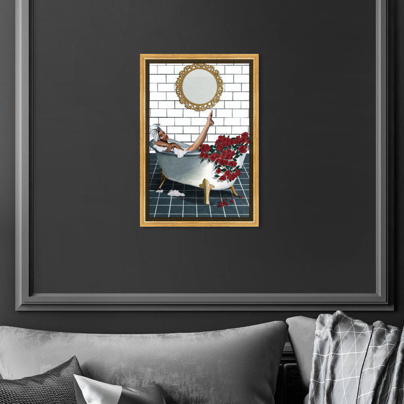 «Bathtime Lounge II», reproduction sur toile, Encadrement doré, H 15 po x l 10 po