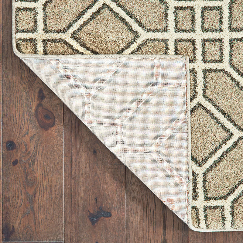 Adal Geometric Sand/Ivory Area Rug, Rectangle 9'10" x 12'10"