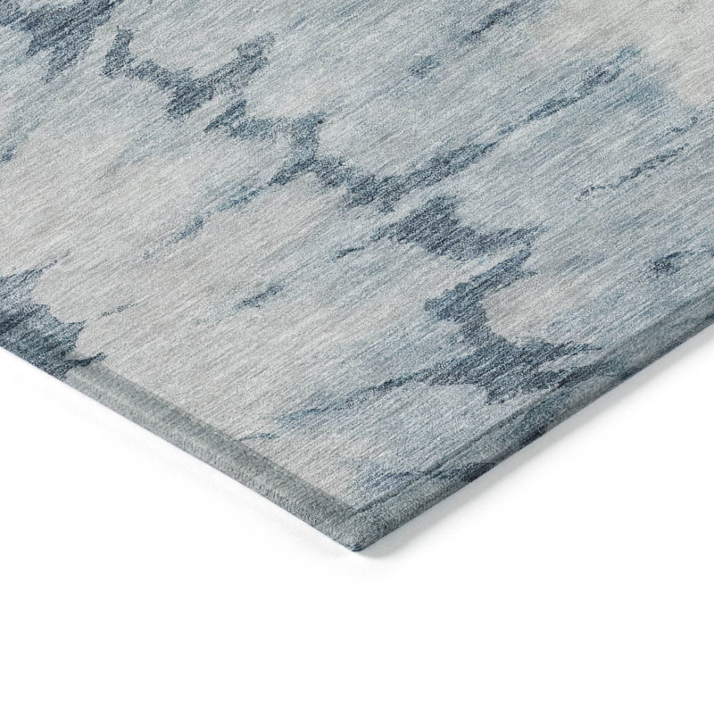 Tapis intérieur lavable abstrait bleu denim et bleu ciel 9 pi x 12 pi HomeRoots