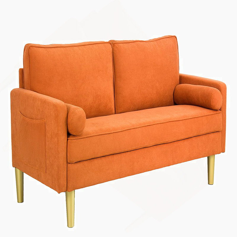Canapé en tissu confortable à structure en bois pour une vie relaxante et élégante, Orange
